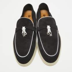 Pre Owned Loro Piana Black Suede Summer Charms Walk Loafers Size 39