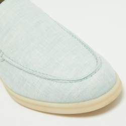 Pre Owned Loro Piana Green Canvas and Suede Summer Walk Loafers Size 42