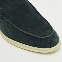 Loro Piana Dark Green Suede Babouche Walk Mules Size 42.5