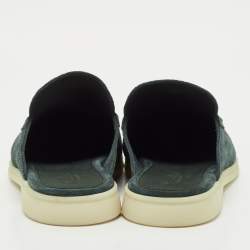 Loro Piana Dark Green Suede Babouche Walk Mules Size 42.5