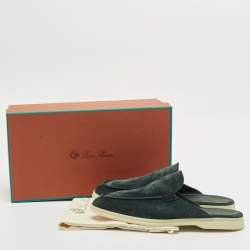 Loro Piana Dark Green Suede Babouche Walk Mules Size 42.5