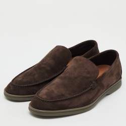 Pre Owned Loro Piana Brown Suede Summer Walk Loafers Size 43.5