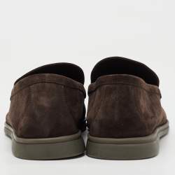 Pre Owned Loro Piana Brown Suede Summer Walk Loafers Size 43.5