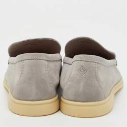 Pre Owned Loro Piana Grey Suede Summer Walk Loafers Size 43.5