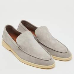 Pre Owned Loro Piana Grey Suede Summer Walk Loafers Size 43.5