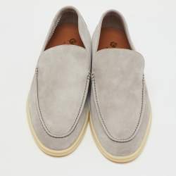 Pre Owned Loro Piana Grey Suede Summer Walk Loafers Size 43.5