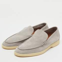 Pre Owned Loro Piana Grey Suede Summer Walk Loafers Size 43.5