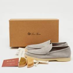 Pre Owned Loro Piana Grey Suede Summer Walk Loafers Size 43.5