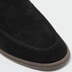 Loro Piana Black Suede Summer Charms Walk Loafers Size 43.5