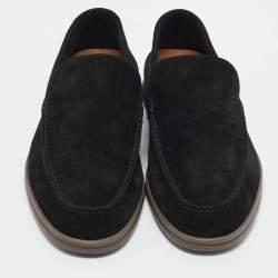 Loro Piana Black Suede Summer Charms Walk Loafers Size 43.5