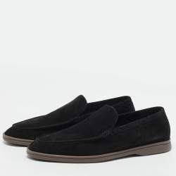 Loro Piana Black Suede Summer Charms Walk Loafers Size 43.5