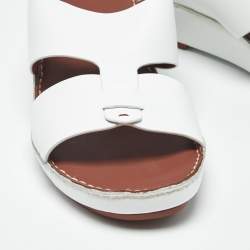 Pre Owned Loro Piana White Leather Buckle Slide Sandals Size 43