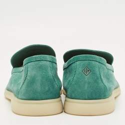 Pre Owned Loro Piana Green Suede Summer Walk Loafers Size 42
