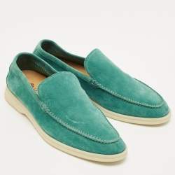 Pre Owned Loro Piana Green Suede Summer Walk Loafers Size 42