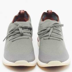 Pre Owned Loro Piana 360 LP Flexy Walk Size 44 Green/Grey Knit Fabric Low Top Sneakers