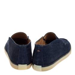 مملوكة مسبقًا Loro Piana Blue Denim Fabric Slip On Mocassins Size 45.5