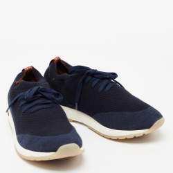 Pre Owned Loro Piana Navy Blue Knit Fabric 360 LP Flexy Walk Low Top Sneakers Size 42