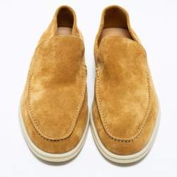 Pre Owned Loro Piana Mustard Suede Summer Walk Slip-On Loafers Size 45