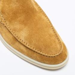Pre Owned Loro Piana Mustard Suede Summer Walk Slip-On Loafers Size 45