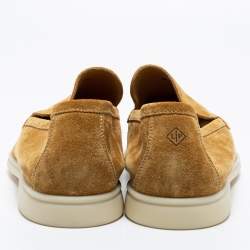 Pre Owned Loro Piana Mustard Suede Summer Walk Slip-On Loafers Size 45