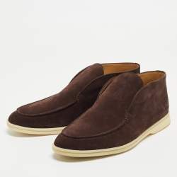Pre Owned Loro Piana Brown Suede Open Walk Chukka Boots Size 44