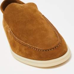 Pre Owned Loro Piana Brown Suede Summer Walk Slip On Loafers Size 43