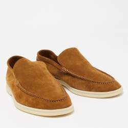 Pre Owned Loro Piana Brown Suede Summer Walk Slip On Loafers Size 43