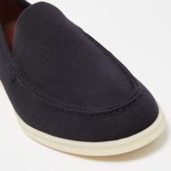 Loro Piana Black Fabric and Suede Summer Walk Slip On Loafers Size 45