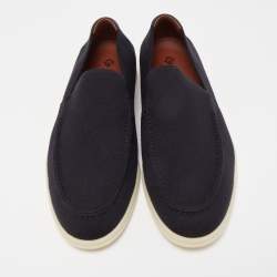 Loro Piana Black Fabric and Suede Summer Walk Slip On Loafers Size 45