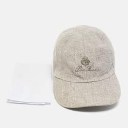 Loro Piana Grey Linen Baseball Cap L