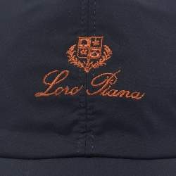 Pre Owned Loro Piana Navy Blue Logo Embroidered Synthetic Storm System Baseball Cap S