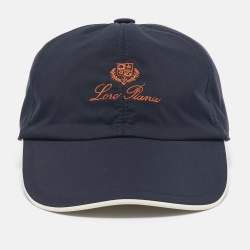 Pre Owned Loro Piana Navy Blue Logo Embroidered Synthetic Storm System Baseball Cap S