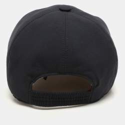 Pre Owned Loro Piana Navy Blue Logo Embroidered Microfibre Storm System Baseball Cap L