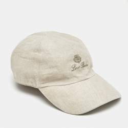 Loro Piana Beige Linen Baseball Cap XL