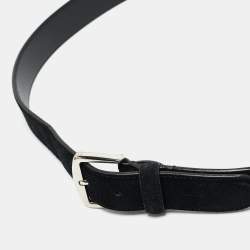 Pre Owned Loro Piana Black Suede Buckle Belt 95 CM