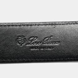 Pre Owned Loro Piana Black Suede Buckle Belt 95 CM