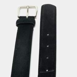 Pre Owned Loro Piana Black Suede Buckle Belt 95 CM