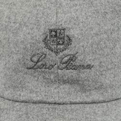 Pre Owned Loro Piana Grey Cashmere Storm System Baseball Cap XL