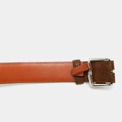 مملوكة مسبقًا Loro Piana 95 CM Buckle Belt Brown Suede