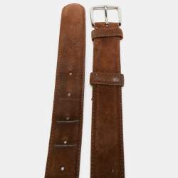 مملوكة مسبقًا Loro Piana 95 CM Buckle Belt Brown Suede