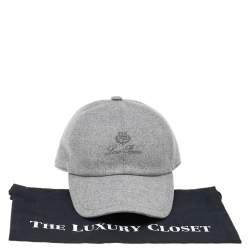 Pre Owned Loro Piana Grey Logo Embroidered Cashmere Baseball Cap M