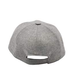 Pre Owned Loro Piana Grey Logo Embroidered Cashmere Baseball Cap M