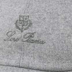Pre Owned Loro Piana Grey Logo Embroidered Cashmere Baseball Cap M