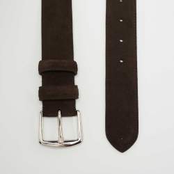 Pre Owned Loro Piana Dark Brown Suede Buckle Belt 100CM
