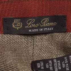 Pre Owned Loro Piana Light Grey Logo Embroidered Linen Baseball Cap M