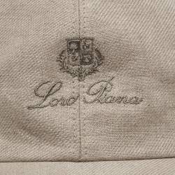 Pre Owned Loro Piana Light Grey Logo Embroidered Linen Baseball Cap M