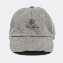 Pre Owned Loro Piana Grey Logo Embroidered Cashmere Storm System Cap L