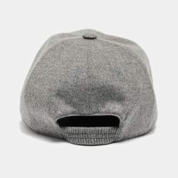 Pre Owned Loro Piana Grey Logo Embroidered Cashmere Storm System Cap L