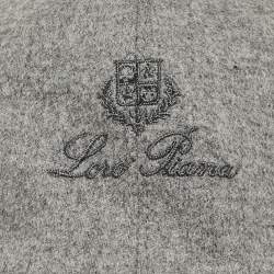 Pre Owned Loro Piana Grey Logo Embroidered Cashmere Storm System Cap L