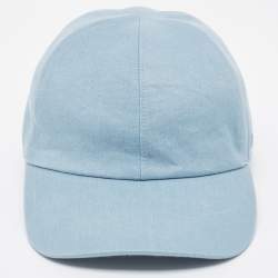 Pre Owned Loro Piana Blue Linen Cotton Rain System Cap M